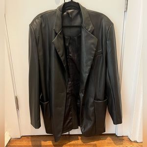 AFRM Leather Jacket / Blazer in black